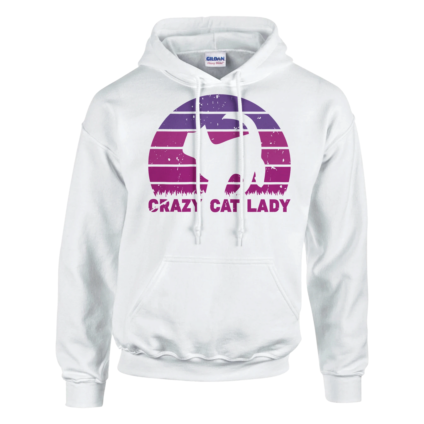Hoodie - CRAZY CAT LADY - Retro - Unisex - Kaffee, Cat Lady Weiß