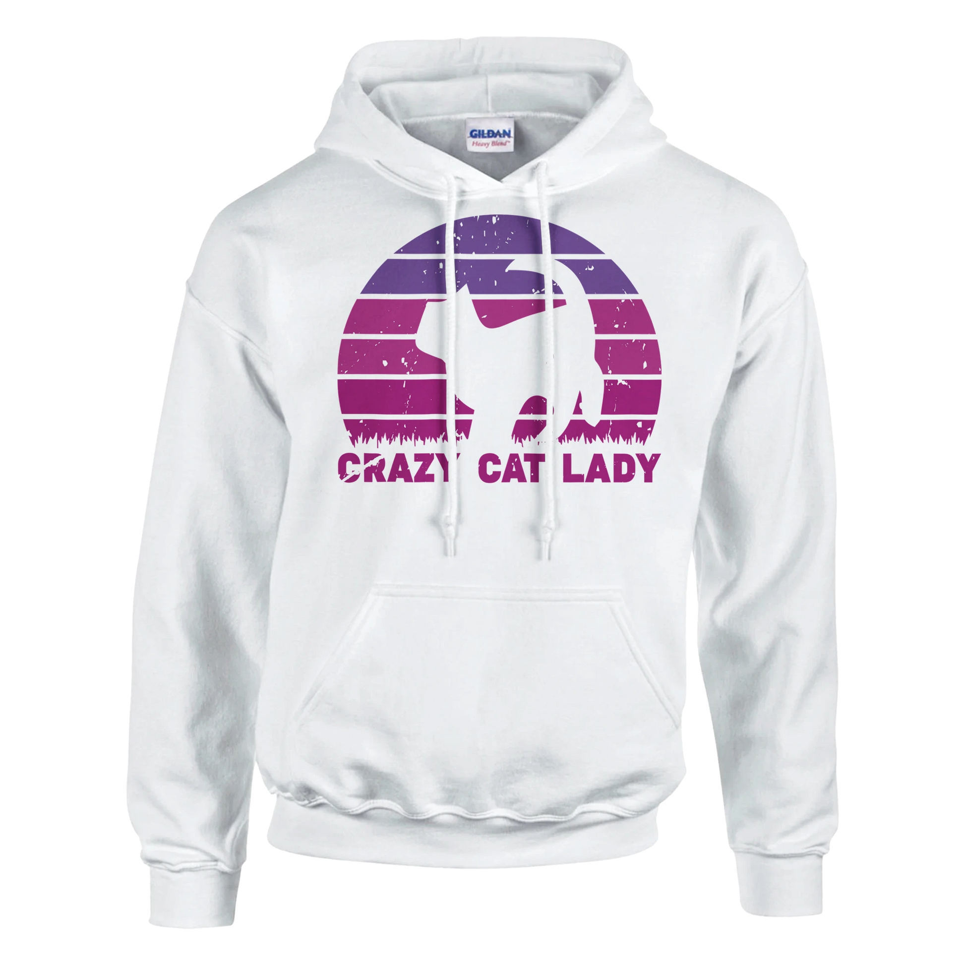Hoodie - CRAZY CAT LADY - Retro - Unisex - Kaffee, Cat Lady Weiß
