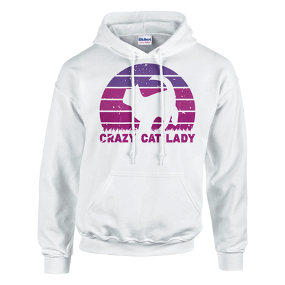 Hoodie - CRAZY CAT LADY - Retro - Unisex - Kaffee, Cat Lady Weiß
