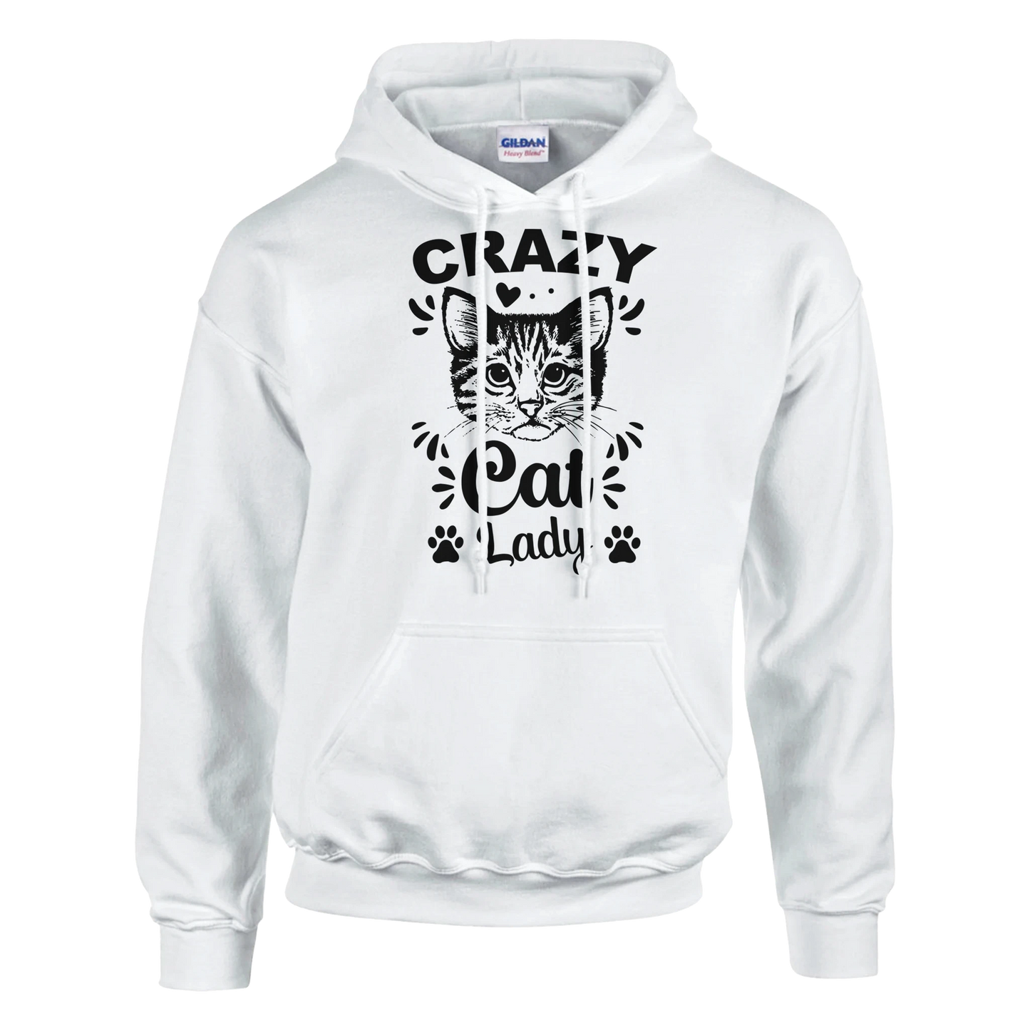 Hoodie - Crazy Cat Lady - Unisex - Kaffee, Cat Lady Weiß