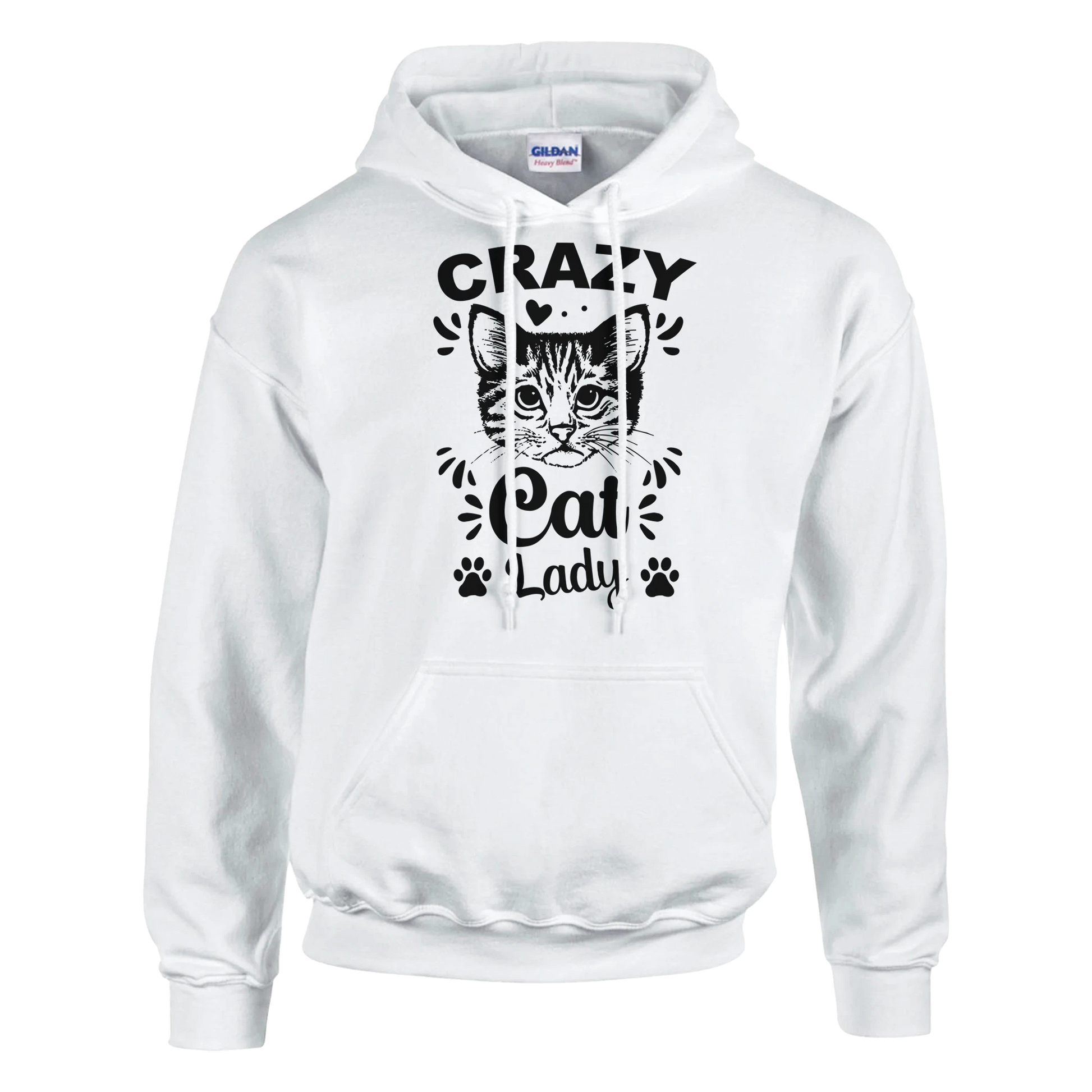 Hoodie - Crazy Cat Lady - Unisex - Kaffee, Cat Lady Weiß