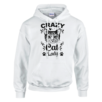 Hoodie - Crazy Cat Lady - Unisex - Kaffee, Cat Lady Weiß