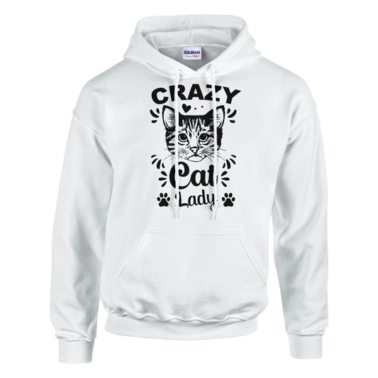 Hoodie - Crazy Cat Lady - Unisex - Kaffee, Cat Lady Weiß
