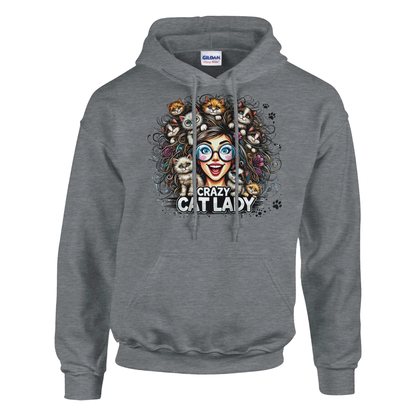 Hoodie - Crazy Cat Laydy - bunt - Unisex - Kaffee, Cat Lady Grau