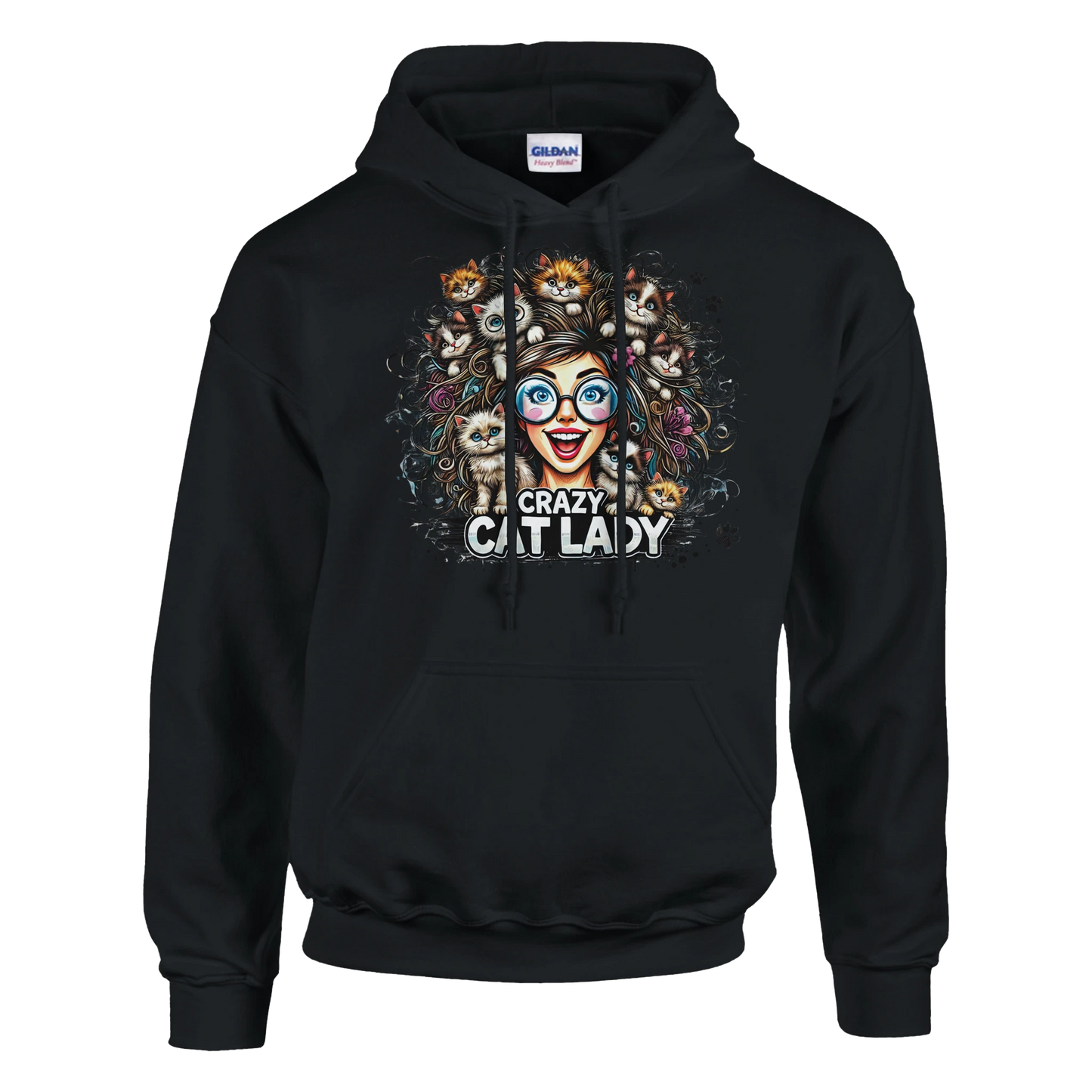 Hoodie - Crazy Cat Laydy - bunt - Unisex - Kaffee, Cat Lady Schwarz
