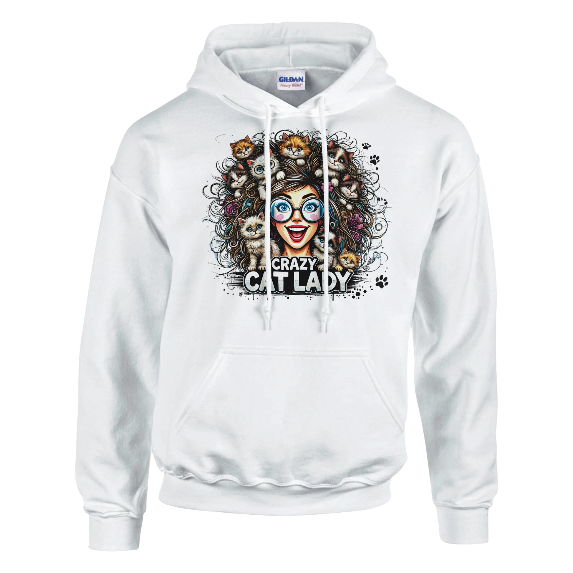 Hoodie - Crazy Cat Laydy - bunt - Unisex - Kaffee, Cat Lady Weiß