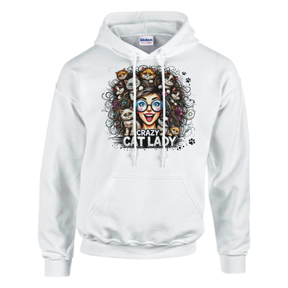 Hoodie - Crazy Cat Laydy - bunt - Unisex - Kaffee, Cat Lady Weiß