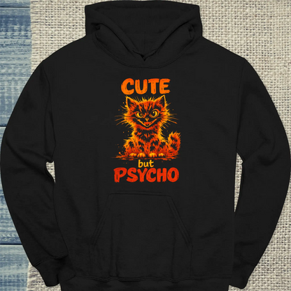 Hoodie - Cute but Psycho - Unisex - Katze Schwarz