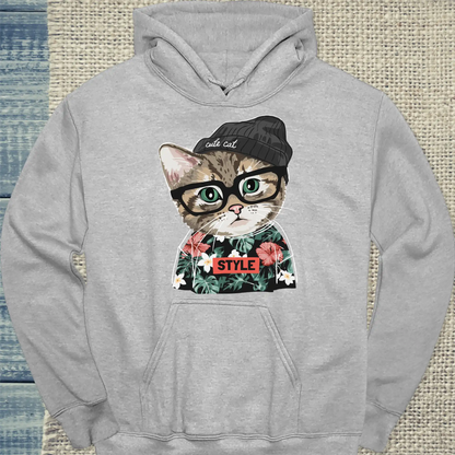 Hoodie - Cute Cat Style - Unisex - Katze Grau