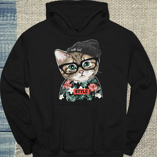 Hoodie - Cute Cat Style - Unisex - Katze Schwarz