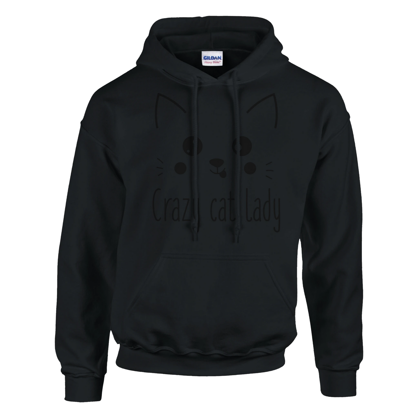 Hoodie - Cute Crazy Cat Lady - Unisex - Kaffee, Cat Lady, Black Edition Schwarz