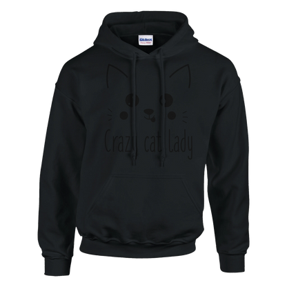 Hoodie - Cute Crazy Cat Lady - Unisex - Kaffee, Cat Lady, Black Edition Schwarz