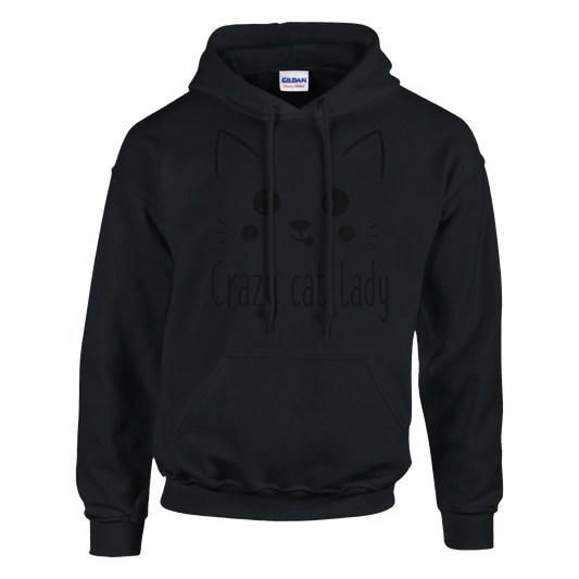 Hoodie - Cute Crazy Cat Lady - Unisex - Kaffee, Cat Lady, Black Edition Schwarz
