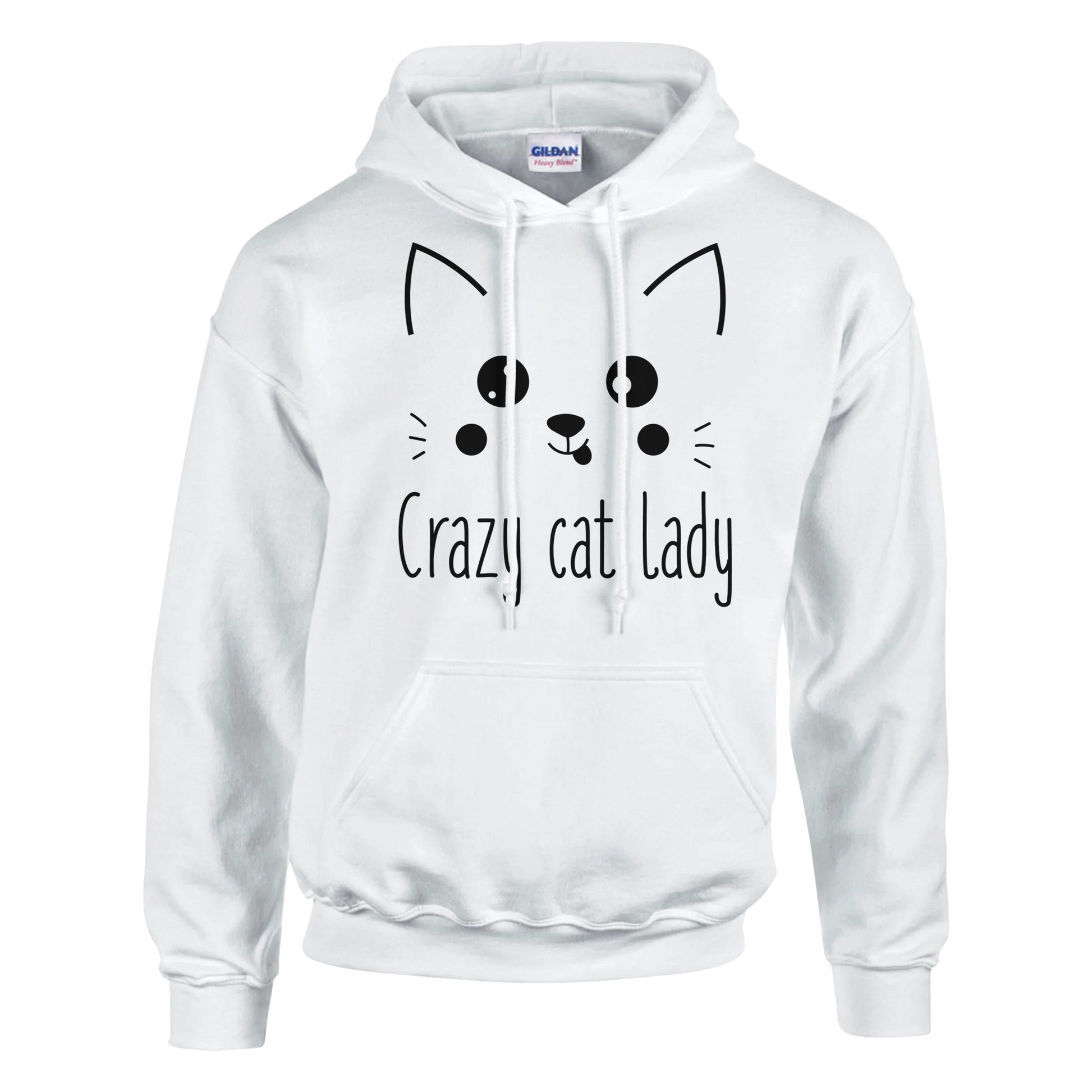 Hoodie - Cute Crazy Cat Lady - Unisex - Kaffee, Cat Lady, Black Edition Weiß