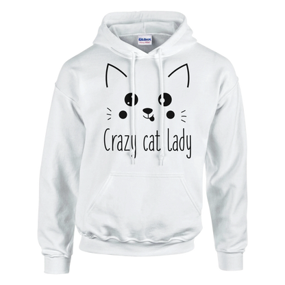 Hoodie - Cute Crazy Cat Lady - Unisex - Kaffee, Cat Lady, Black Edition Weiß