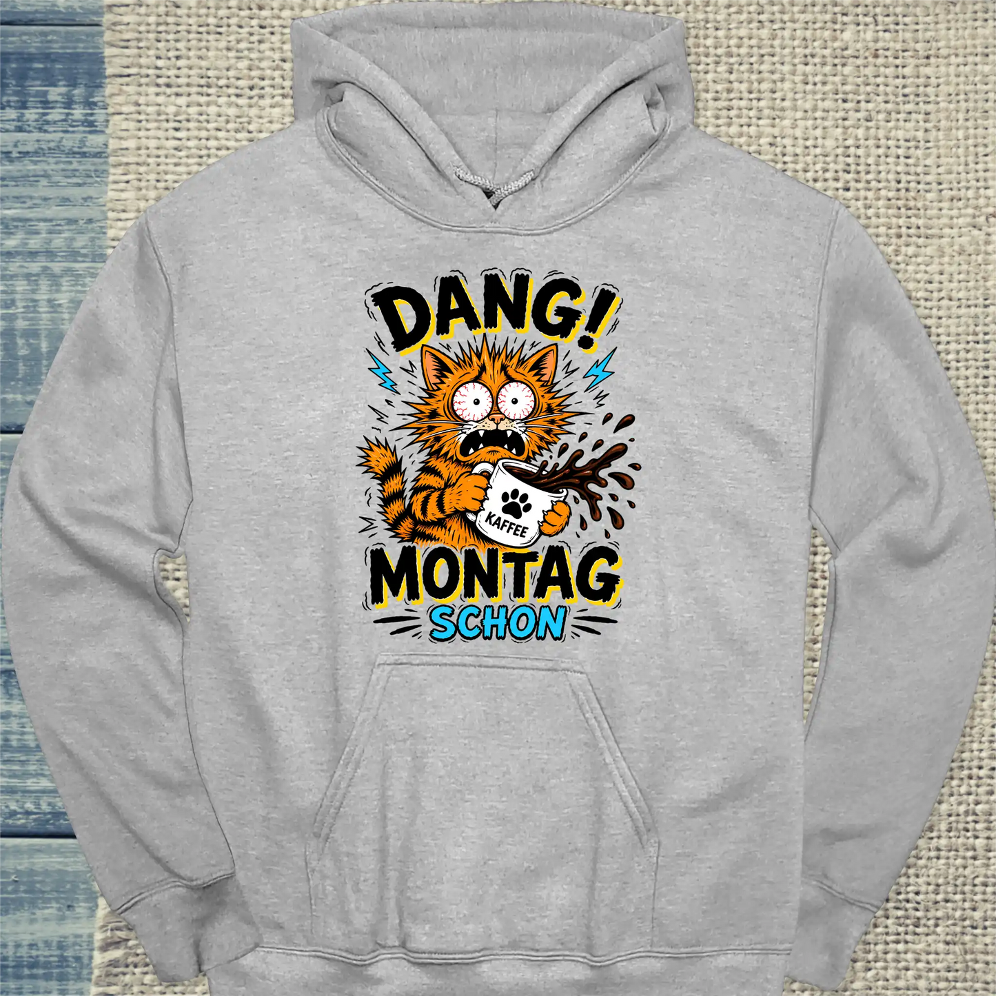 Hoodie - Dang! Montag schon - Unisex - Katze Grau