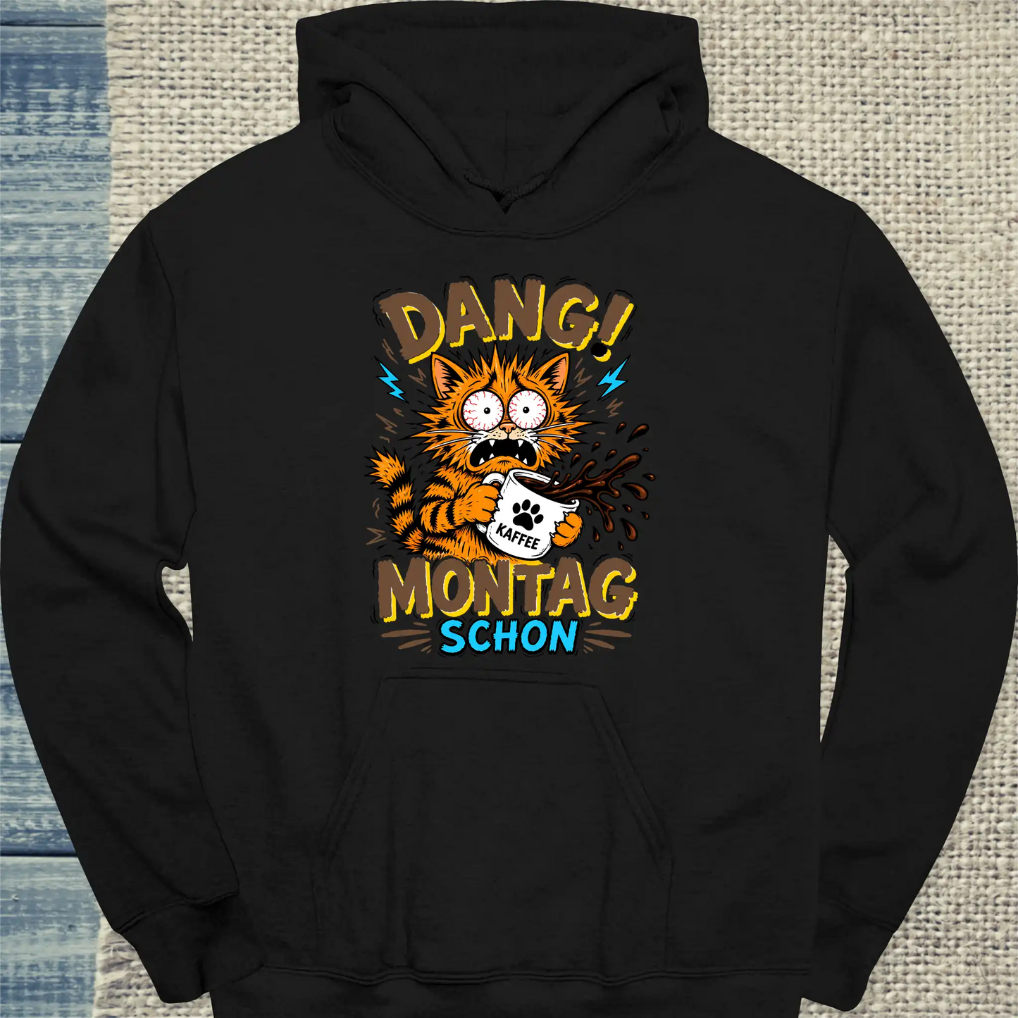 Hoodie - Dang! Montag schon - Unisex - Katze Schwarz