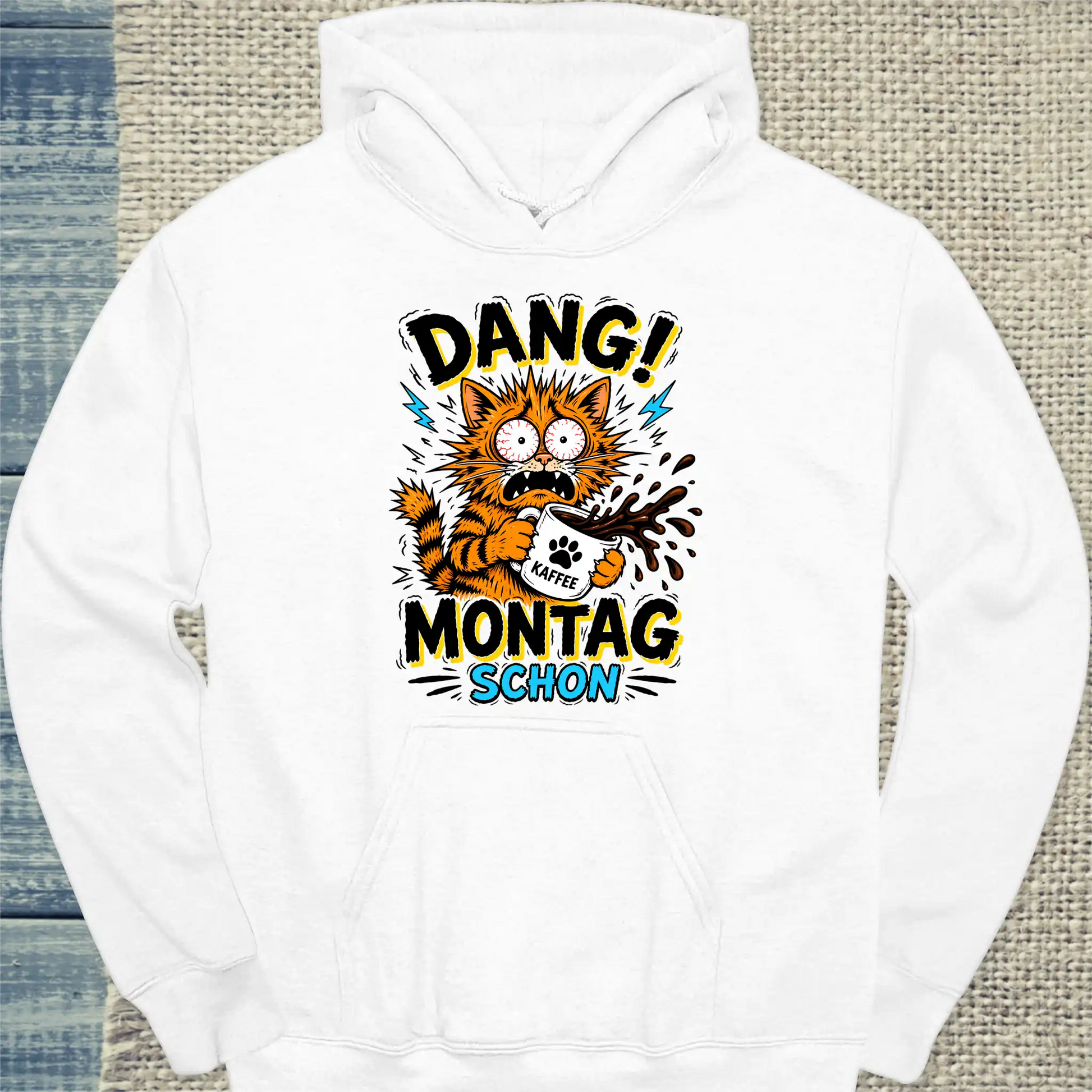 Hoodie - Dang! Montag schon - Unisex - Katze Weiß