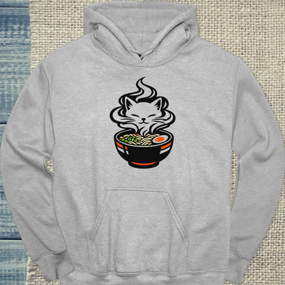 Hoodie - Das Brodeln - Unisex - Katze, Ramen Grau