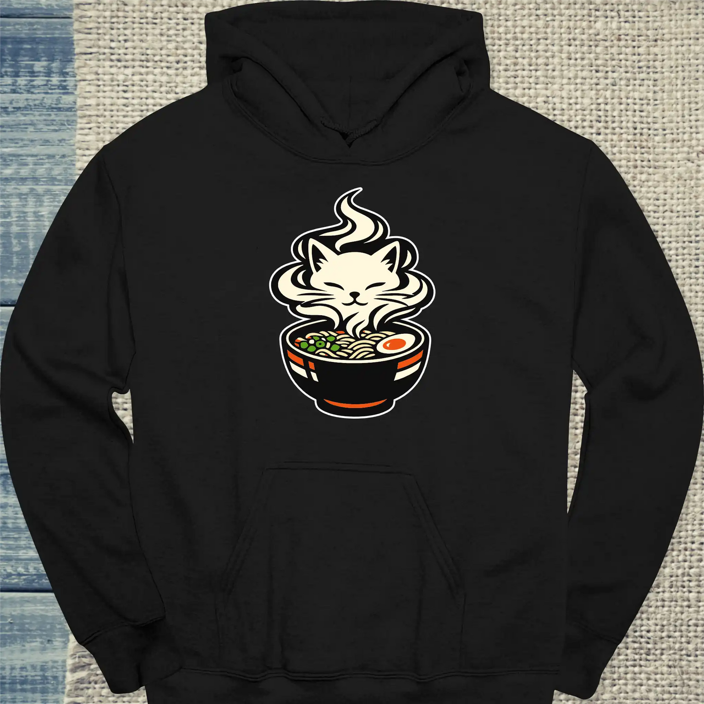 Hoodie - Das Brodeln - Unisex - Katze, Ramen Schwarz