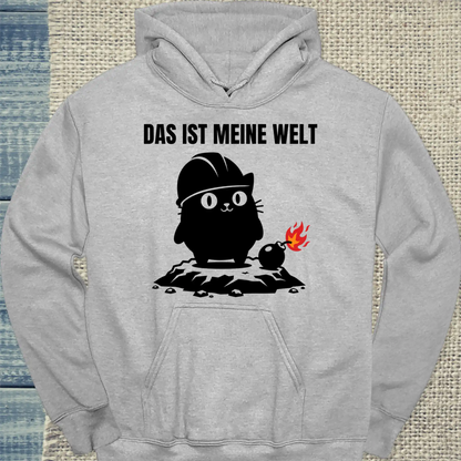 Hoodie - Das ist meine Welt - Unisex - Katze Grau