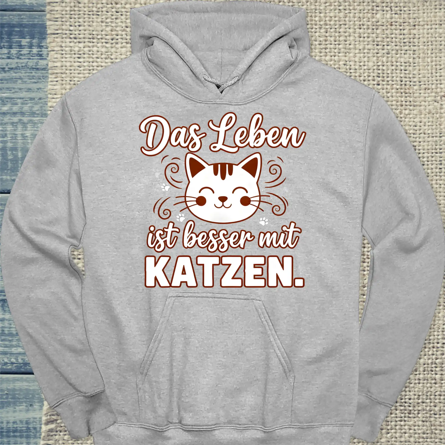 Hoodie - Das leben ist besser mit Katzen - Unisex - Katze Grau