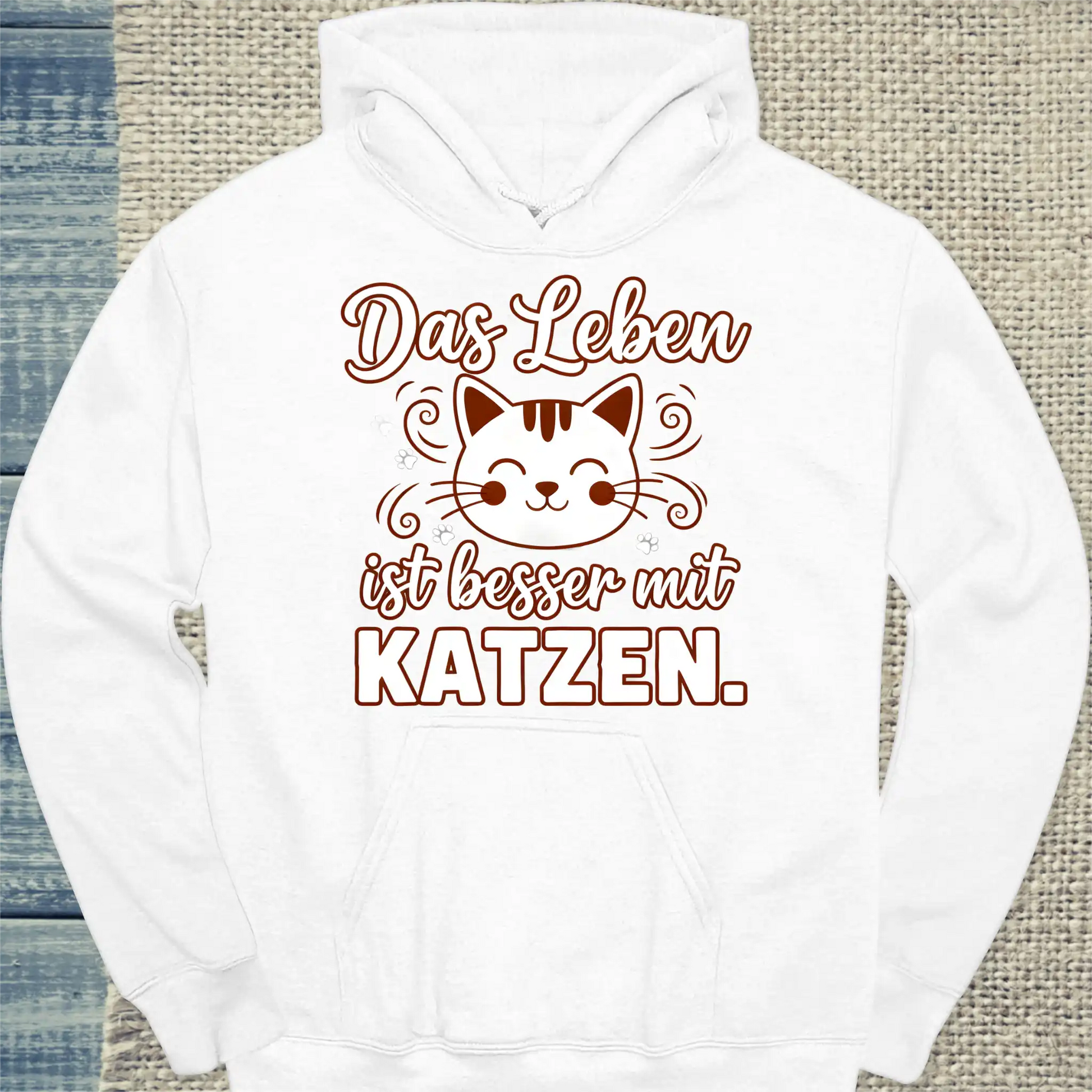 Hoodie - Das leben ist besser mit Katzen - Unisex - Katze Weiß