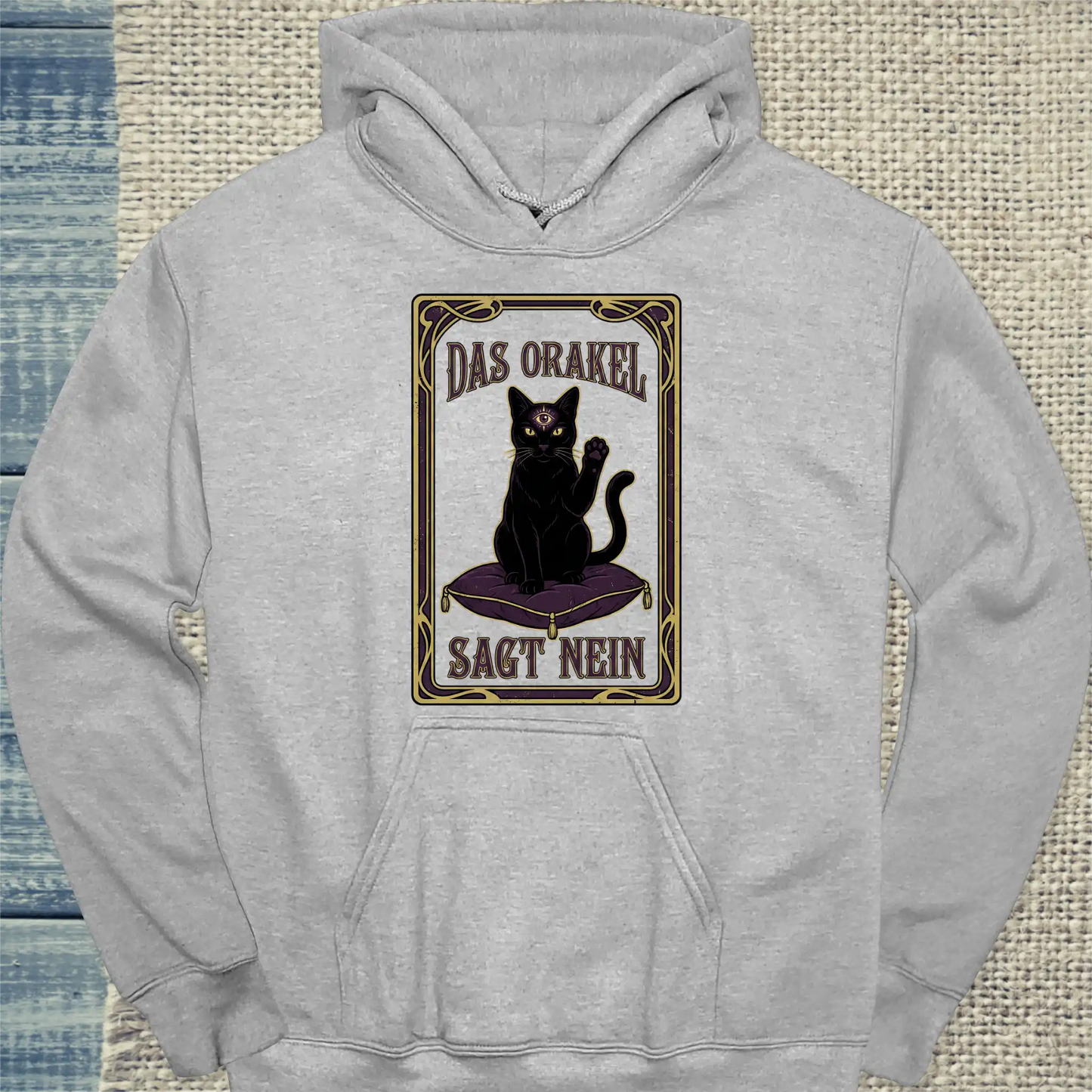 Hoodie - Das Orakel sagt nein - Unisex - Katze Grau
