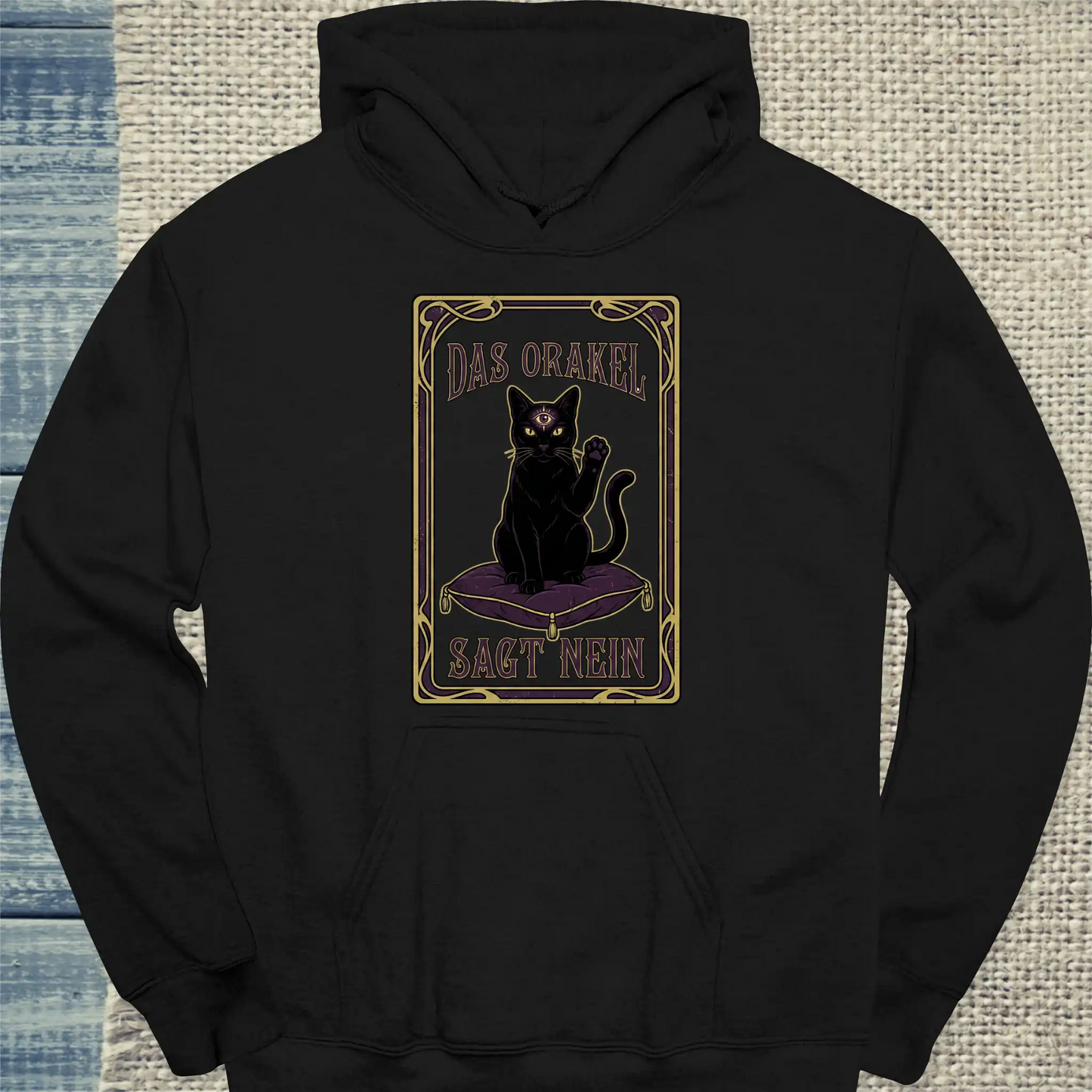 Hoodie - Das Orakel sagt nein - Unisex - Katze Schwarz