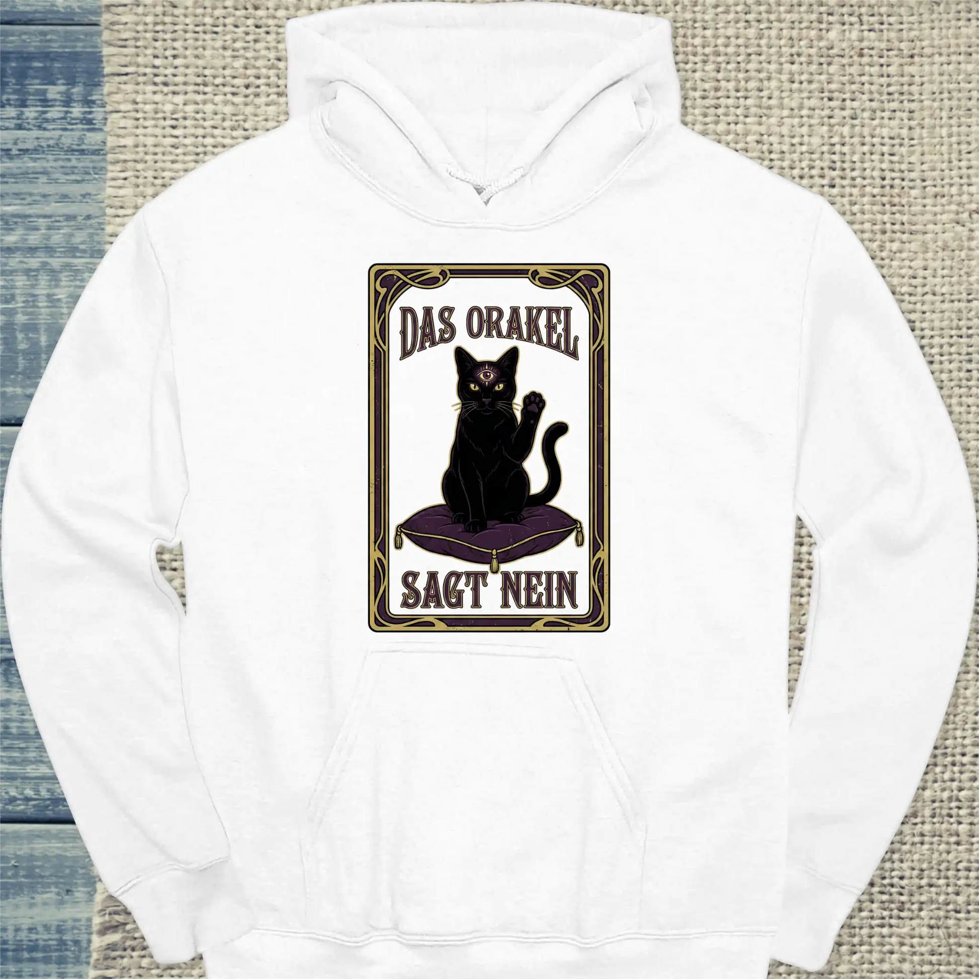 Hoodie - Das Orakel sagt nein - Unisex - Katze Weiß