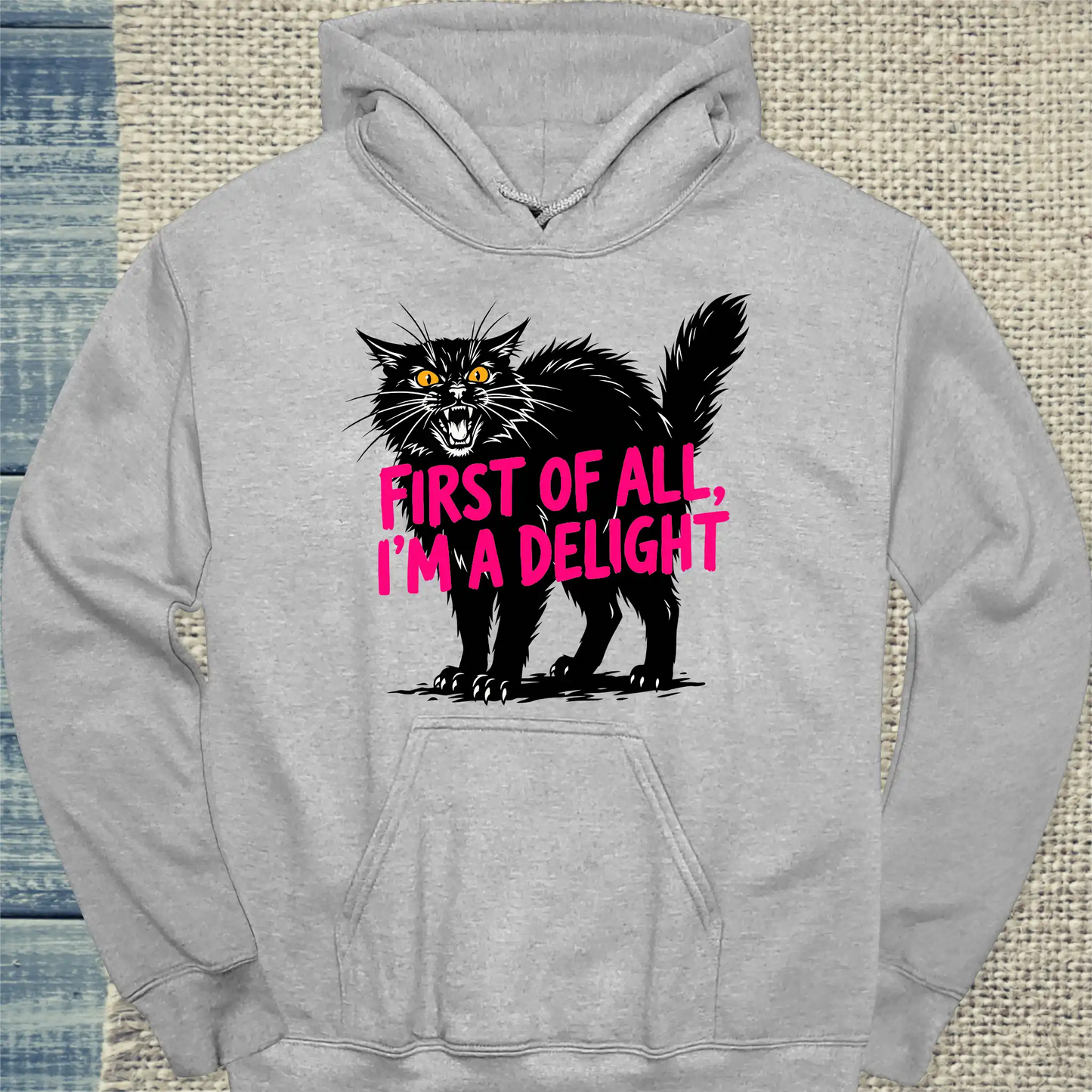 Hoodie - Delight - Unisex - Katze Grau