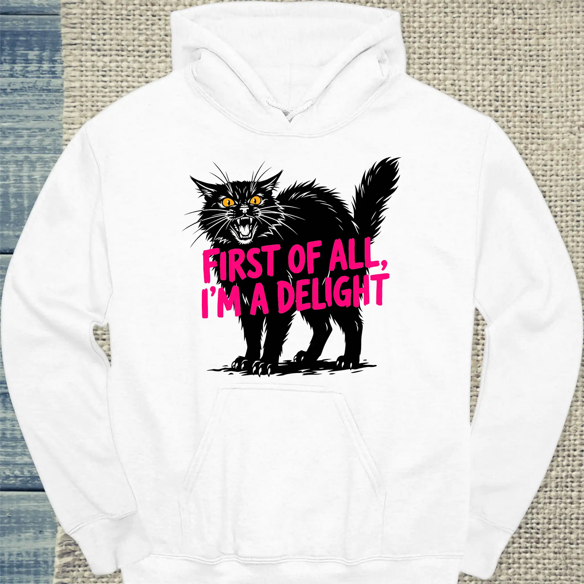 Hoodie - Delight - Unisex - Katze Weiß
