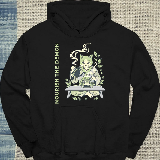 Hoodie - Demon - Unisex - Katze & Kaffee Schwarz