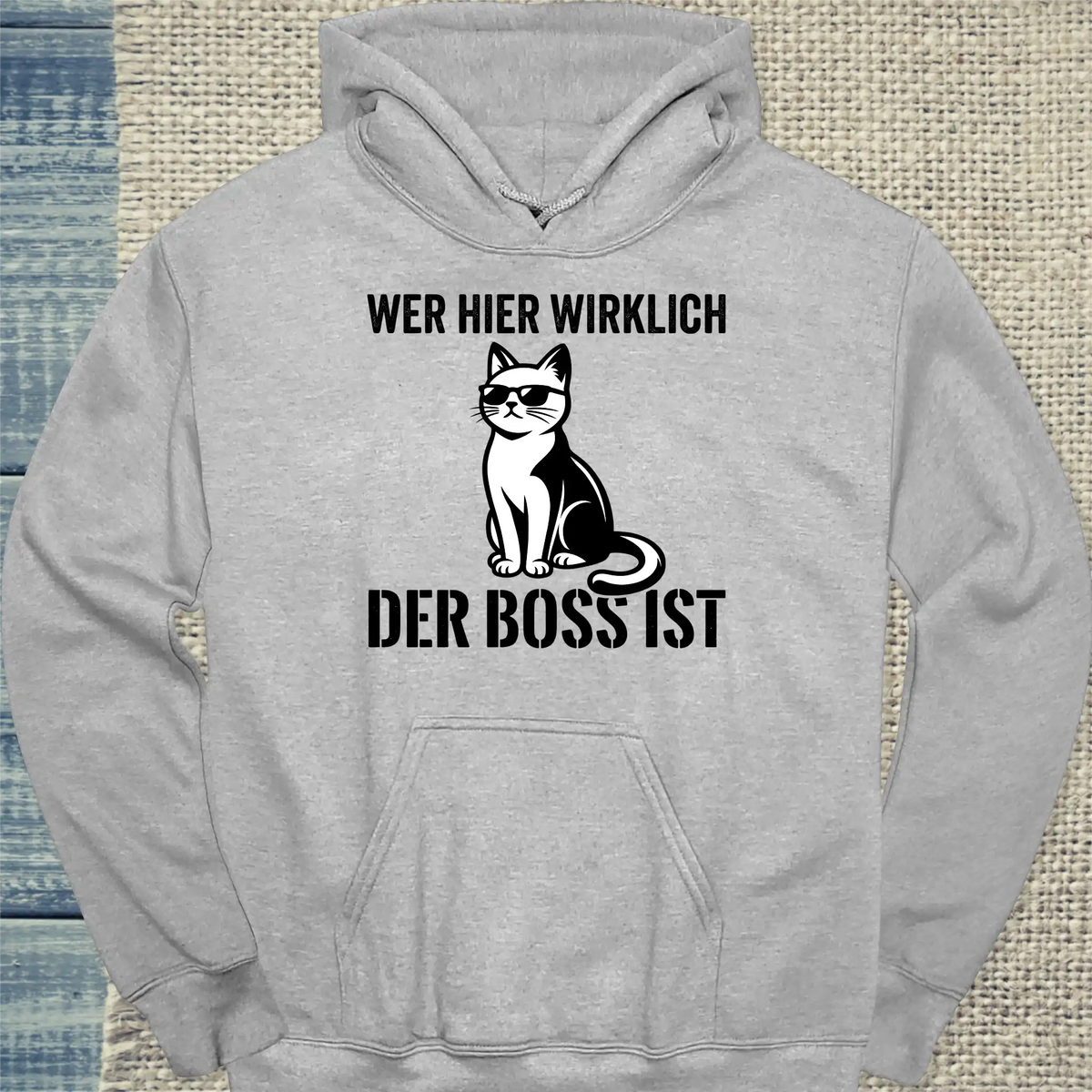 Hoodie - Der Boss - Unisex - Katze Grau