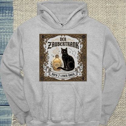Hoodie - Der Zaubertrank - Unisex - Katze & Kaffee Grau