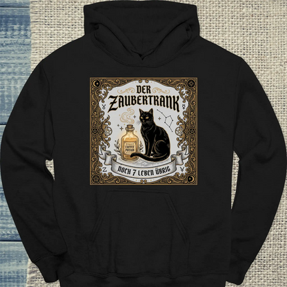 Hoodie - Der Zaubertrank - Unisex - Katze & Kaffee Schwarz