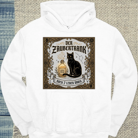 Hoodie - Der Zaubertrank - Unisex - Katze & Kaffee Weiß