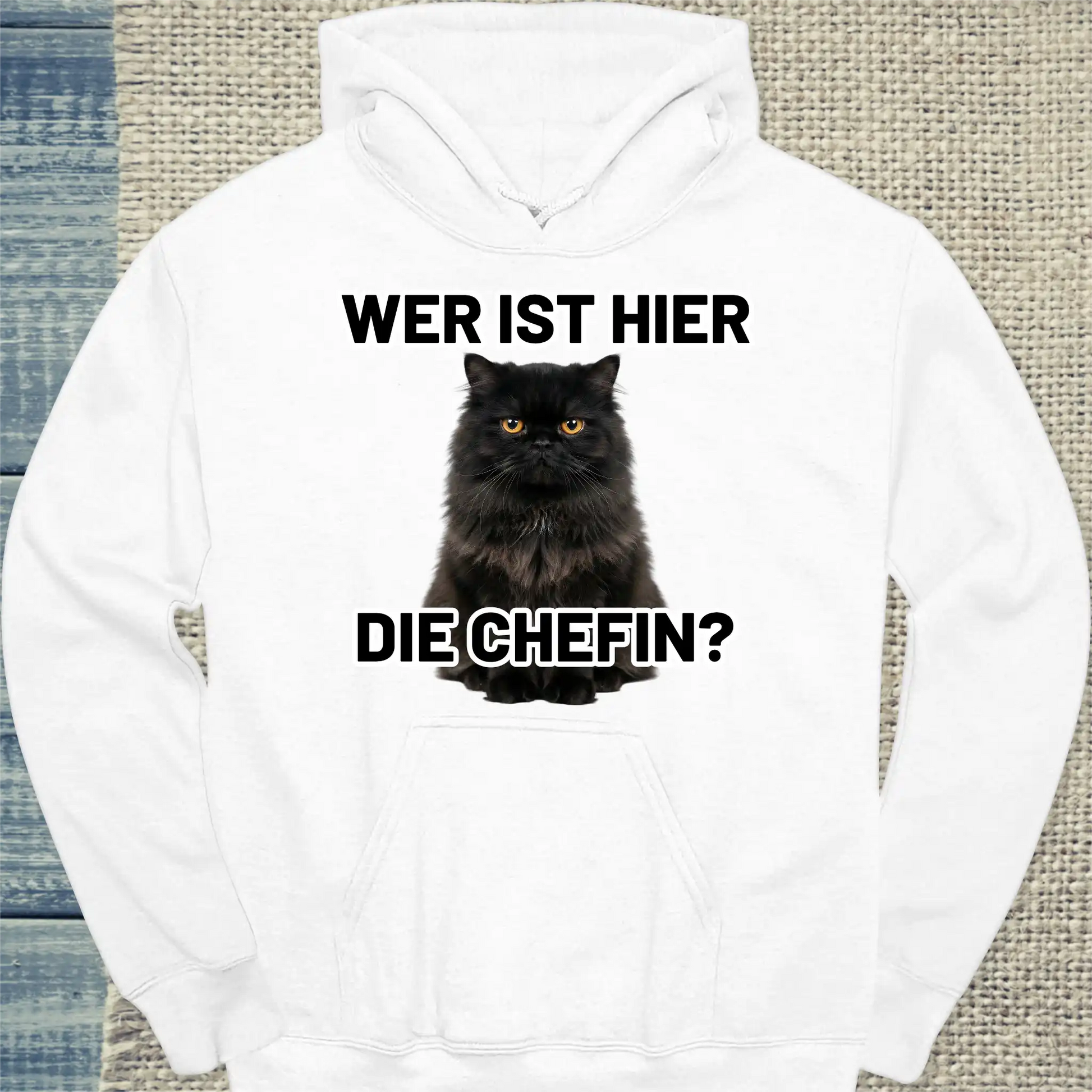 Hoodie - Die Chefin - Unisex - Katze Weiß