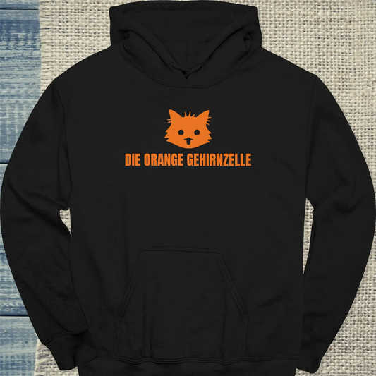 Hoodie - Die Orange Gehirnzelle - Unisex - Katze Schwarz