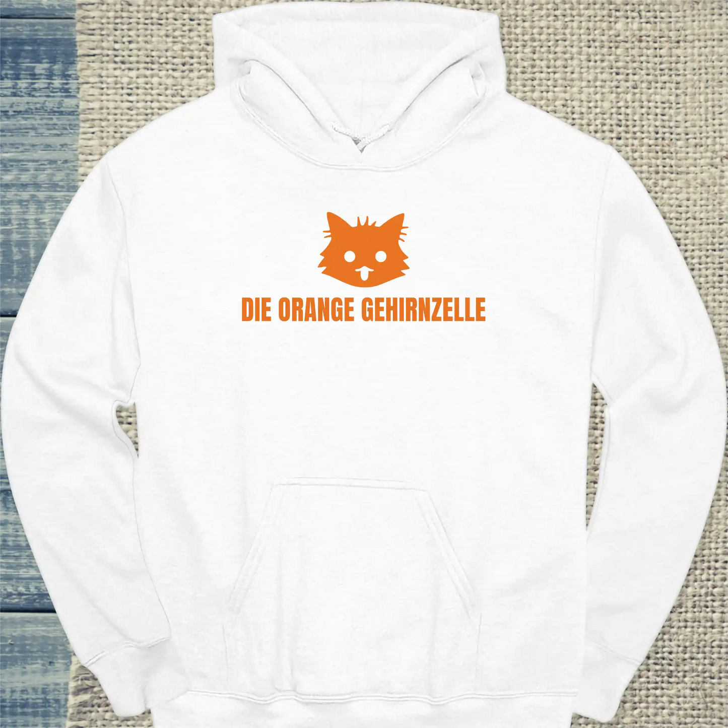 Hoodie - Die Orange Gehirnzelle - Unisex - Katze Weiß