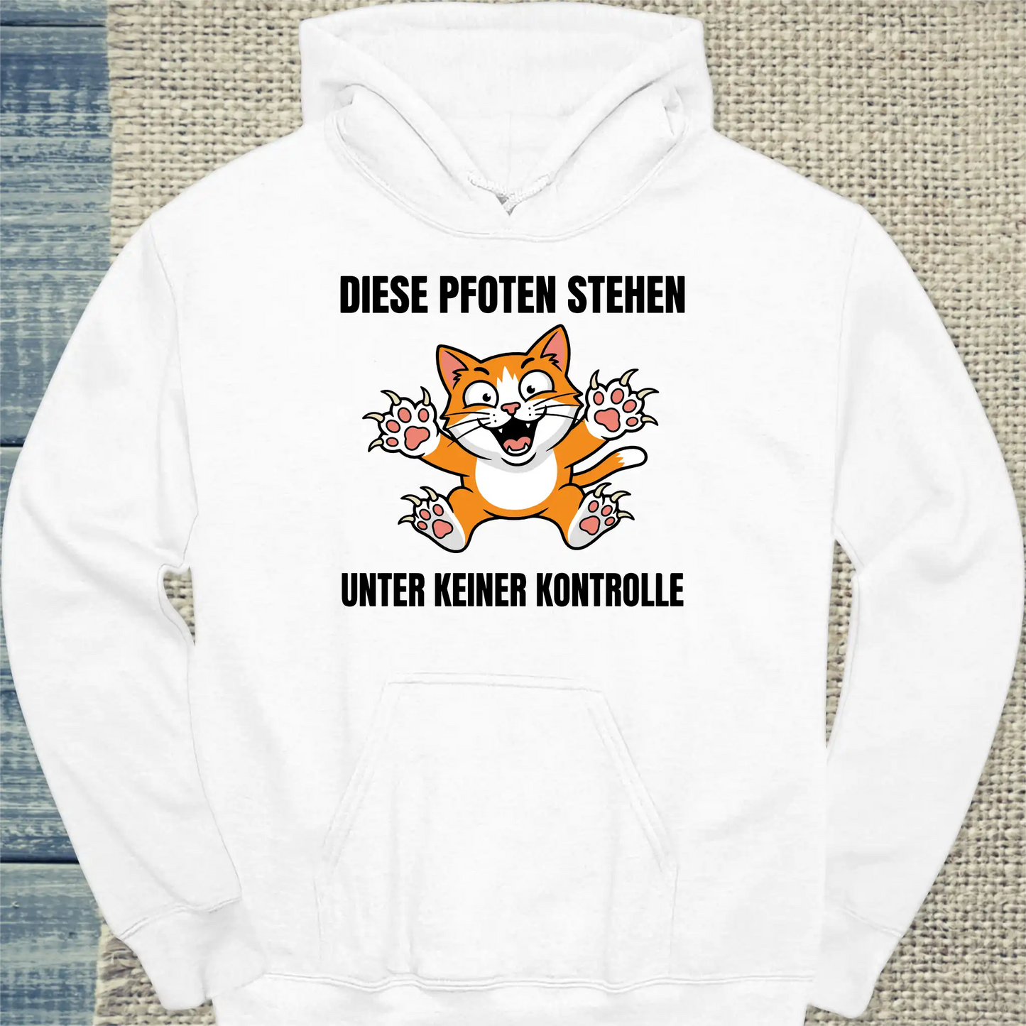 Hoodie - Diese Pfoten stehen unter keiner Kontrolle - Unisex - Katze Weiß