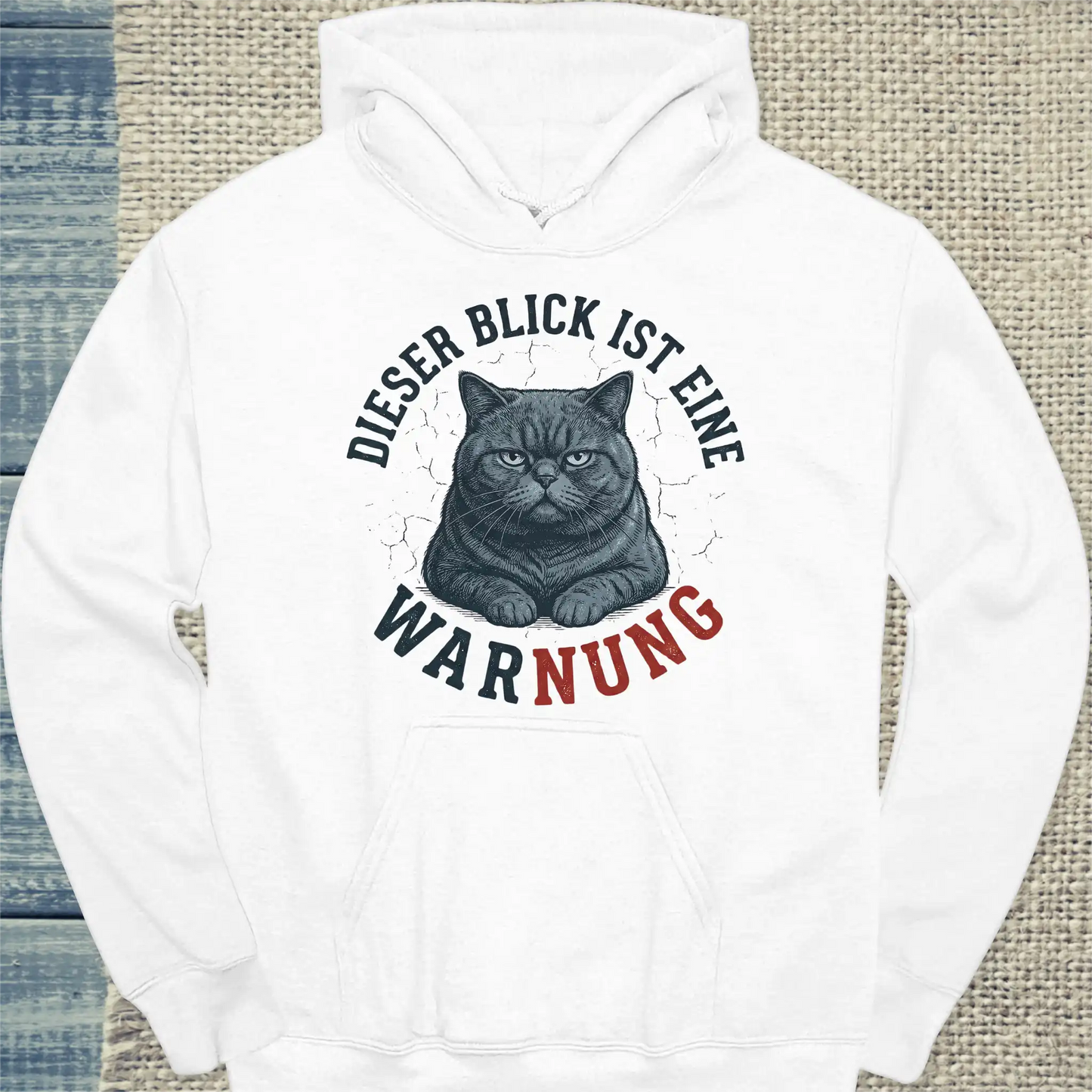 Hoodie - Dieser Blick ist eine Warnung - Unisex - Katze Weiß