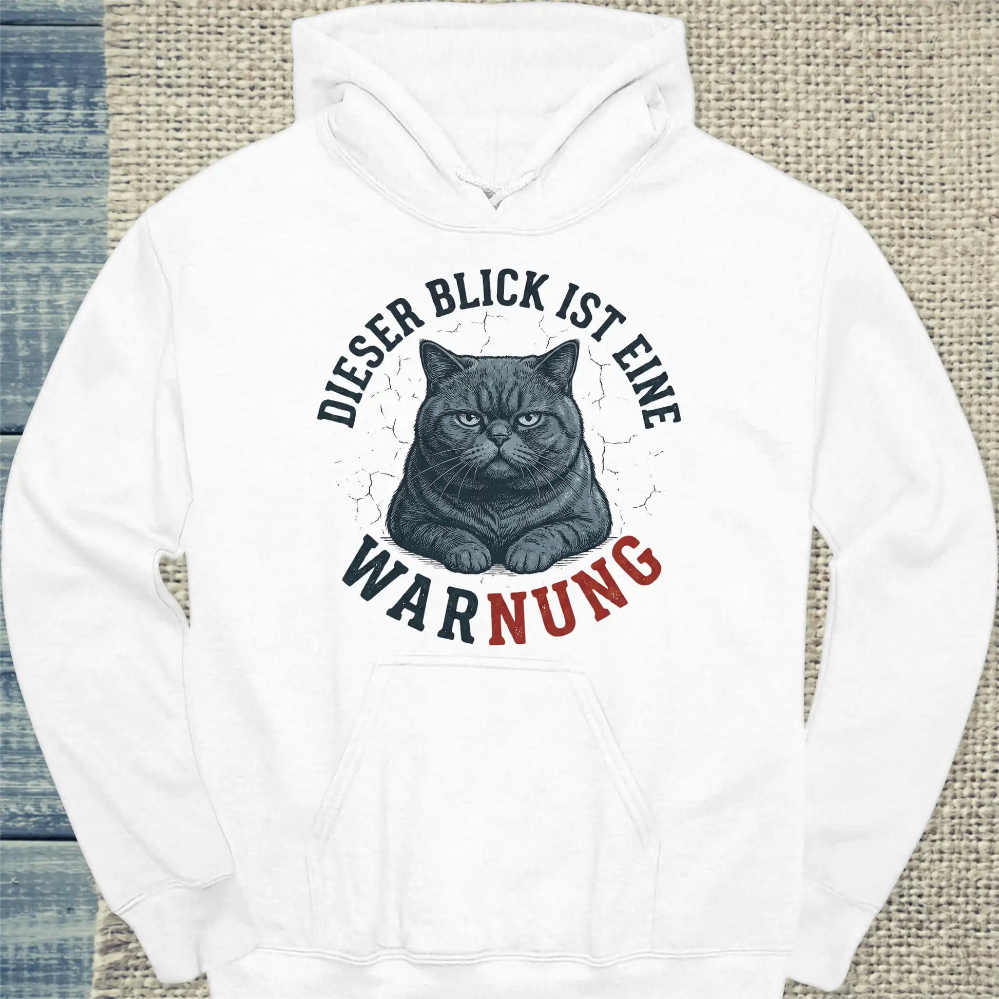 Hoodie - Dieser Blick ist eine Warnung - Unisex - Katze Weiß