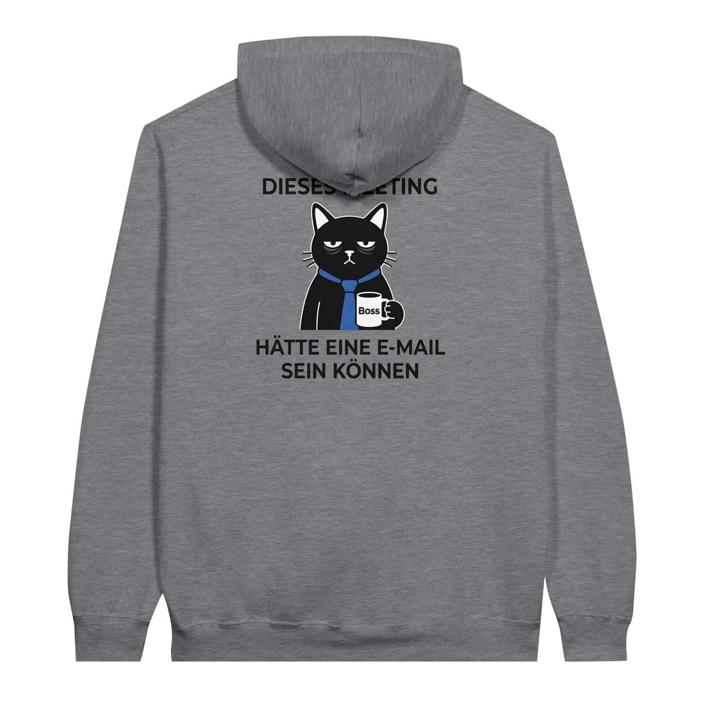 Hoodie - Dieses Meeting - Rücken - Unisex - Katze & Kaffee, Back Grau