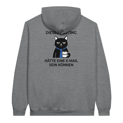 Hoodie - Dieses Meeting - Rücken - Unisex - Katze & Kaffee, Back Grau