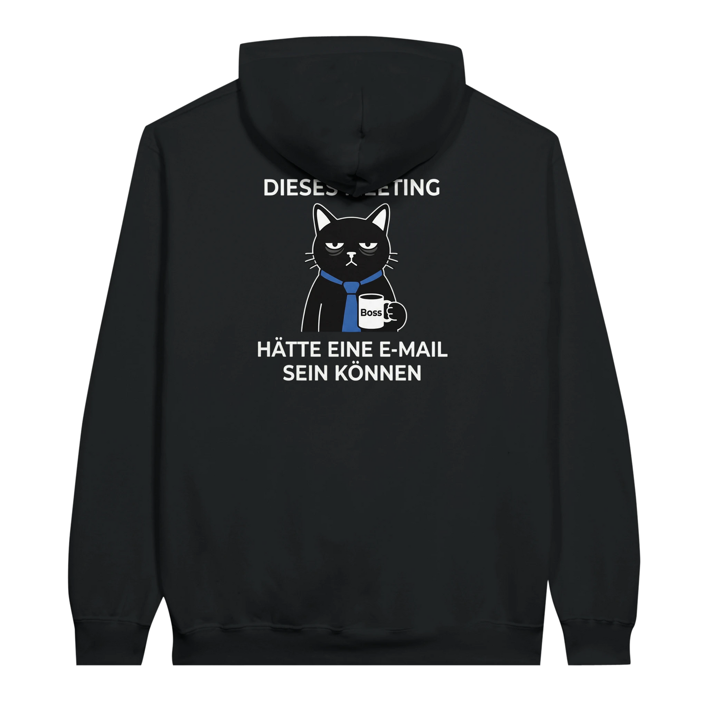 Hoodie - Dieses Meeting - Rücken - Unisex - Katze & Kaffee, Back Schwarz