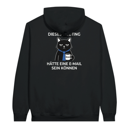 Hoodie - Dieses Meeting - Rücken - Unisex - Katze & Kaffee, Back Schwarz
