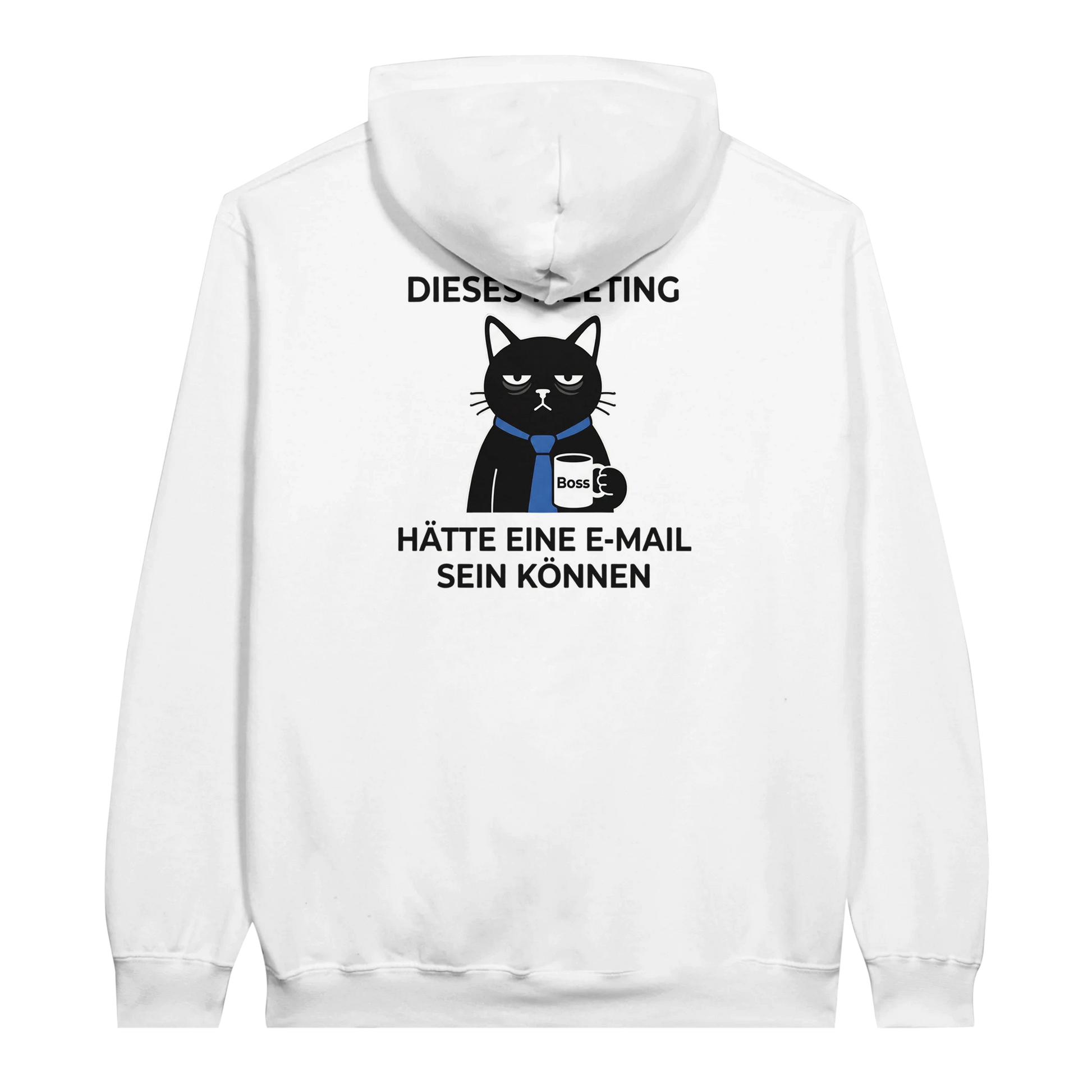 Hoodie - Dieses Meeting - Rücken - Unisex - Katze & Kaffee, Back Weiß