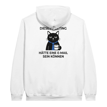 Hoodie - Dieses Meeting - Rücken - Unisex - Katze & Kaffee, Back Weiß