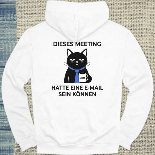 Hoodie - Dieses Meeting - Rücken - Unisex - Katze & Kaffee, Back Weiß
